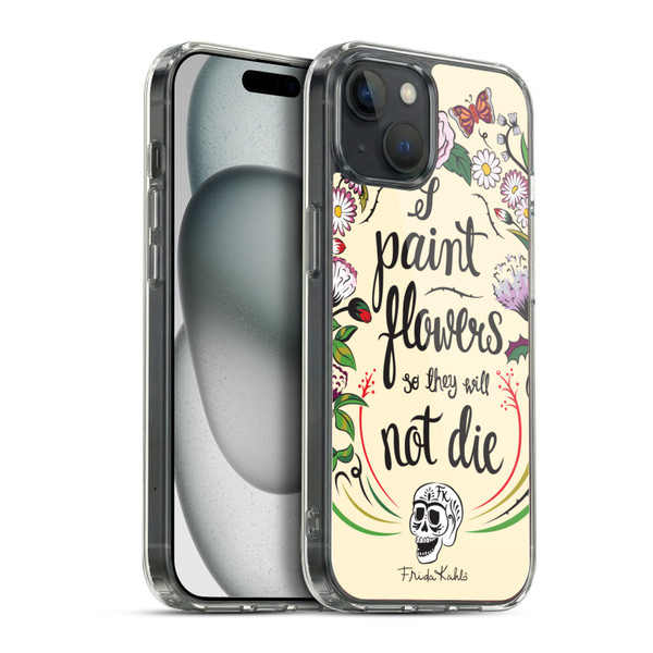 Frida Kahlo Typography Floral Blooms Soft Gel Case for Apple iPhone 15 Plus & MagSafe