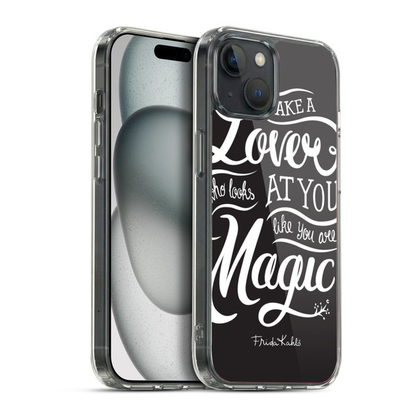 Frida Kahlo Typography Lover Black Soft Gel Case for Apple iPhone 15 Plus & MagSafe
