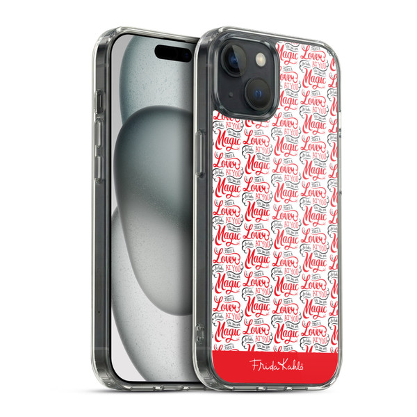 Frida Kahlo Typography Lover Red Soft Gel Case for Apple iPhone 15 Plus & MagSafe