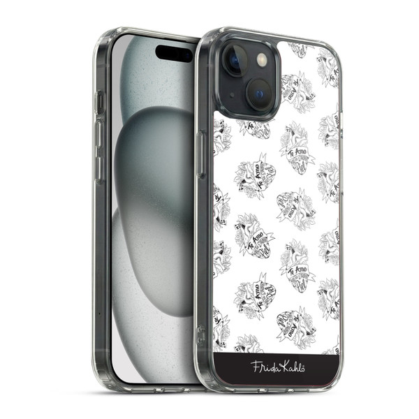Frida Kahlo Typography White Heart Soft Gel Case for Apple iPhone 15 Plus & MagSafe
