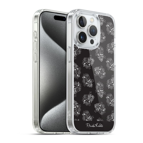 Frida Kahlo Typography Black Heart Soft Gel Case for Apple iPhone 15 Pro & MagSafe