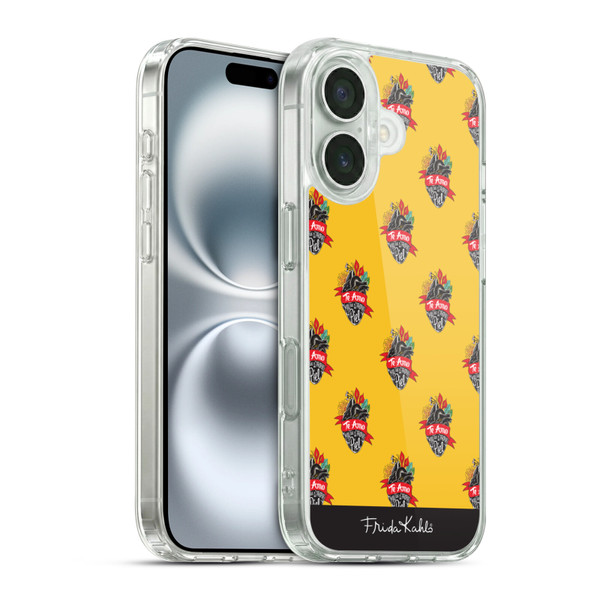 Frida Kahlo Typography Heart Pattern Soft Gel Case for Apple iPhone 16 & MagSafe