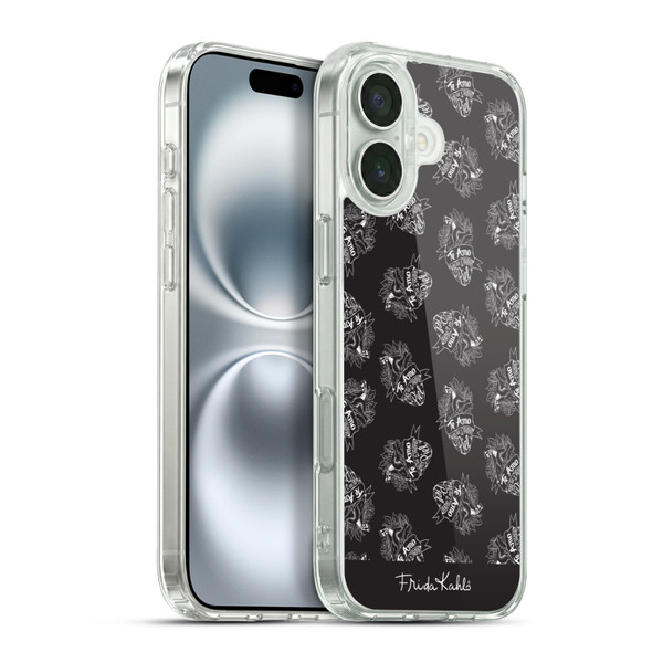 Frida Kahlo Typography Black Heart Soft Gel Case for Apple iPhone 16 Plus & MagSafe
