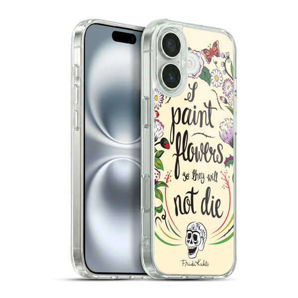 Frida Kahlo Typography Floral Blooms Soft Gel Case for Apple iPhone 16 Plus & MagSafe