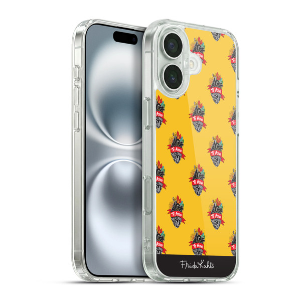Frida Kahlo Typography Heart Pattern Soft Gel Case for Apple iPhone 16 Plus & MagSafe