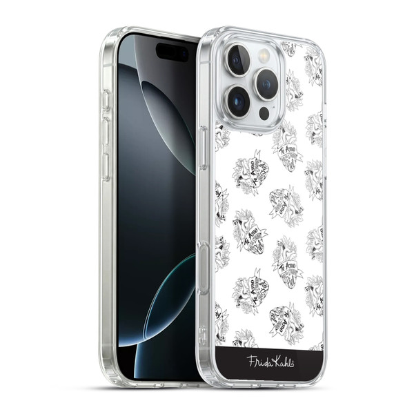 Frida Kahlo Typography White Heart Soft Gel Case for Apple iPhone 16 Pro Max & MagSafe