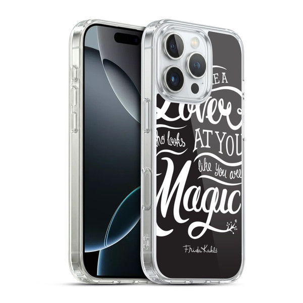 Frida Kahlo Typography Lover Black Soft Gel Case for Apple iPhone 16 Pro & MagSafe