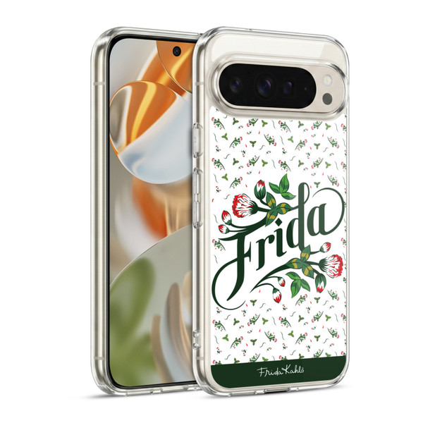Frida Kahlo Typography Floral Soft Gel Case for Google Pixel 9 / Pixel 9 Pro