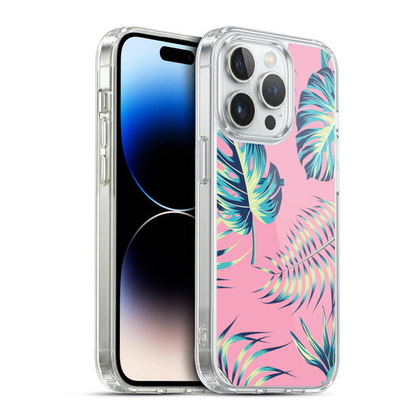 Haroulita Leaves 2 Pink Soft Gel Case for Apple iPhone 13 Pro & MagSafe