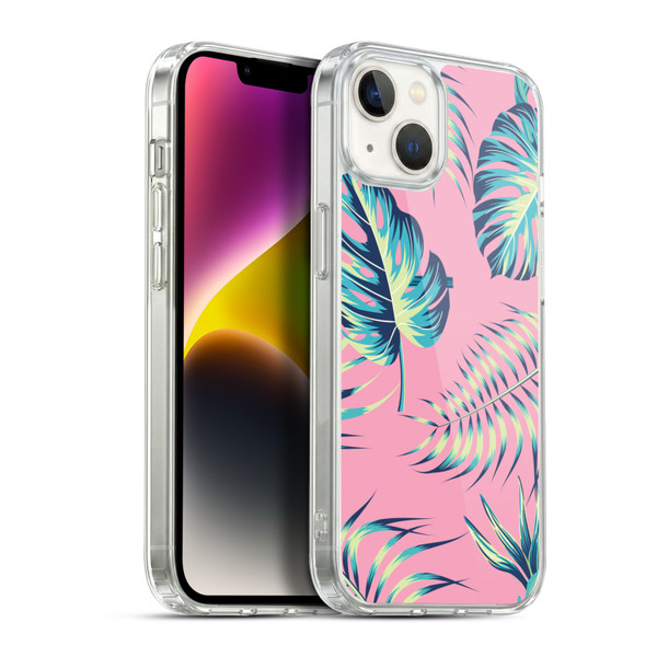 Haroulita Leaves 2 Pink Soft Gel Case for Apple iPhone 14 Plus & MagSafe