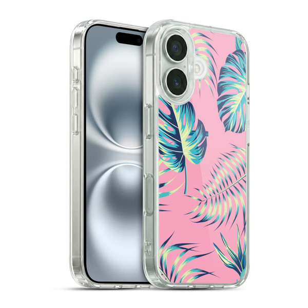 Haroulita Leaves 2 Pink Soft Gel Case for Apple iPhone 16 & MagSafe