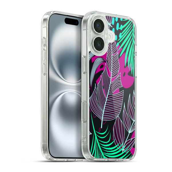 Haroulita Leaves 2 Magenta Soft Gel Case for Apple iPhone 16 Plus & MagSafe