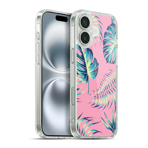 Haroulita Leaves 2 Pink Soft Gel Case for Apple iPhone 16 Plus & MagSafe