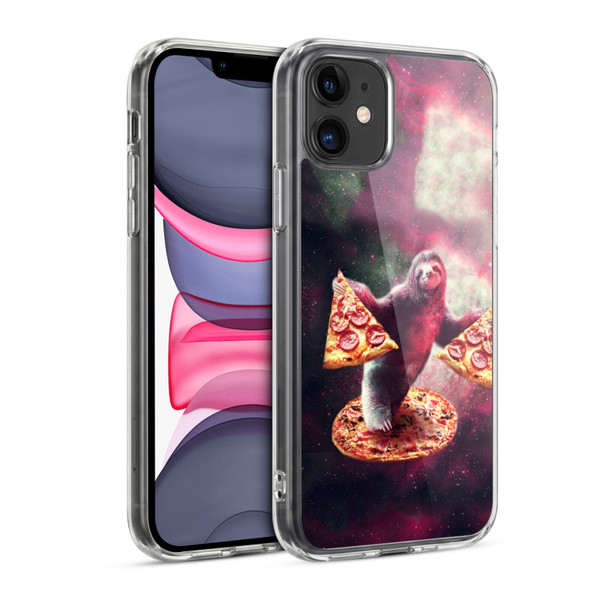 Random Galaxy Space Pizza Ride Galaxy Sloth Soft Gel Case for Apple iPhone 11