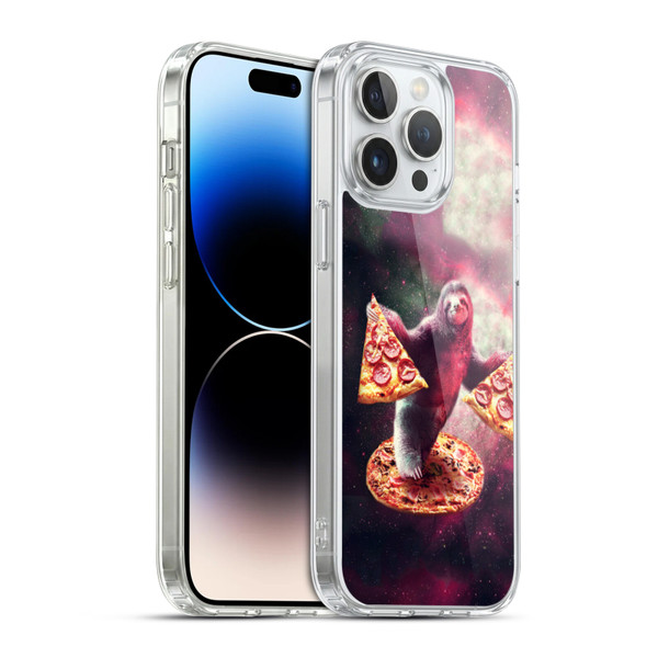 Random Galaxy Space Pizza Ride Galaxy Sloth Soft Gel Case for Apple iPhone 14 Pro Max & MagSafe