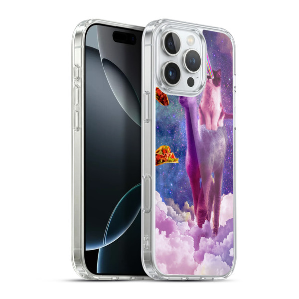 Random Galaxy Space Pizza Ride Lazer Cat Riding Llama Soft Gel Case for Apple iPhone 16 Pro Max & MagSafe