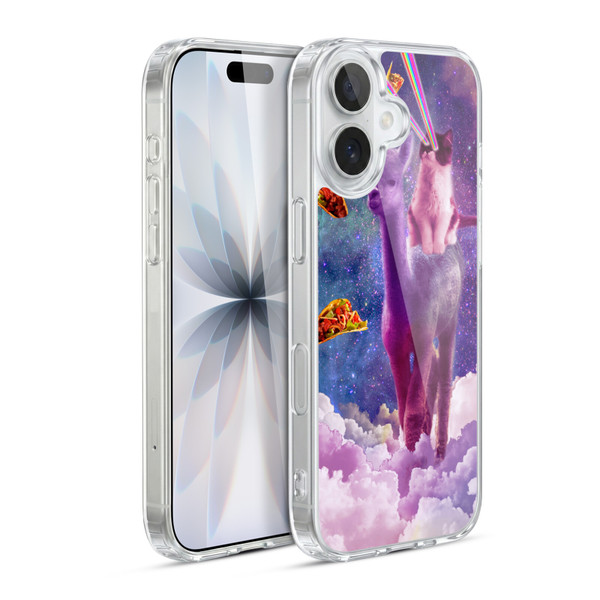 Random Galaxy Space Pizza Ride Lazer Cat Riding Llama Soft Gel Case for Apple iPhone 17
