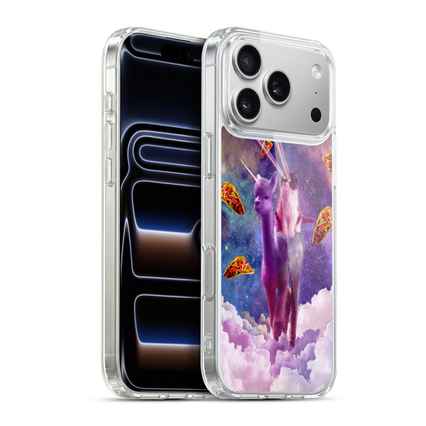 Random Galaxy Space Pizza Ride Lazer Cat Riding Llama Soft Gel Case for Apple iPhone 17 Pro Max