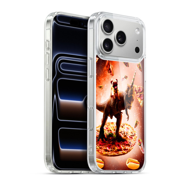 Random Galaxy Space Pizza Ride Pug & Dinosaur Unicorn Soft Gel Case for Apple iPhone 17 Pro Max