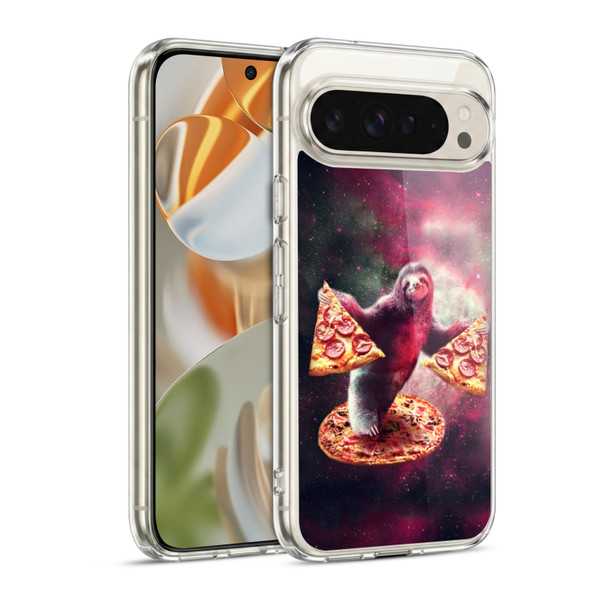 Random Galaxy Space Pizza Ride Galaxy Sloth Soft Gel Case for Google Pixel 9 / Pixel 9 Pro