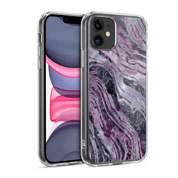LebensArt Gemstone Marble Elegant Purple Soft Gel Case for Apple iPhone 11