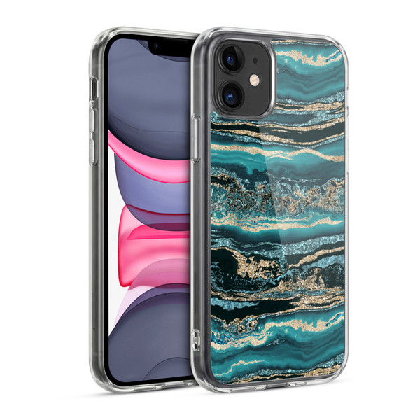LebensArt Gemstone Marble Luxury Turquoise Soft Gel Case for Apple iPhone 11