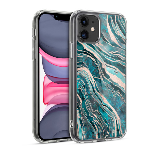 LebensArt Gemstone Marble Teal And Rosegold Soft Gel Case for Apple iPhone 11