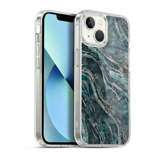 LebensArt Gemstone Marble Dark Teal Glamour Soft Gel Case for Apple iPhone 13