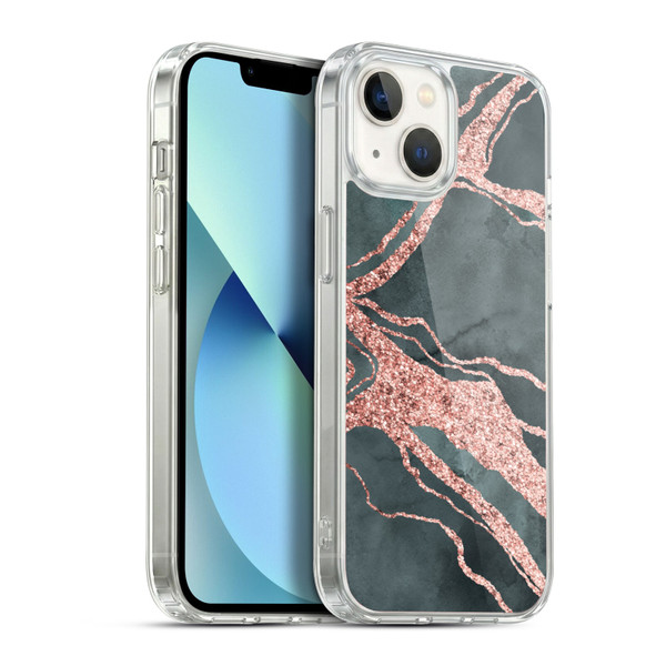 LebensArt Gemstone Marble Rose Gold Ripple Soft Gel Case for Apple iPhone 13
