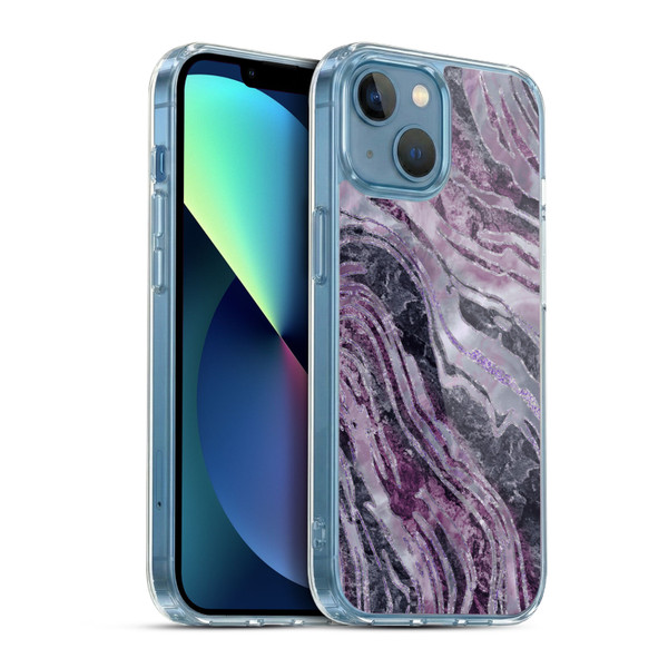 LebensArt Gemstone Marble Elegant Purple Soft Gel Case for Apple iPhone 13 Mini & MagSafe