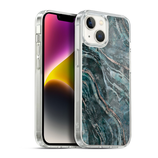 LebensArt Gemstone Marble Dark Teal Glamour Soft Gel Case for Apple iPhone 14