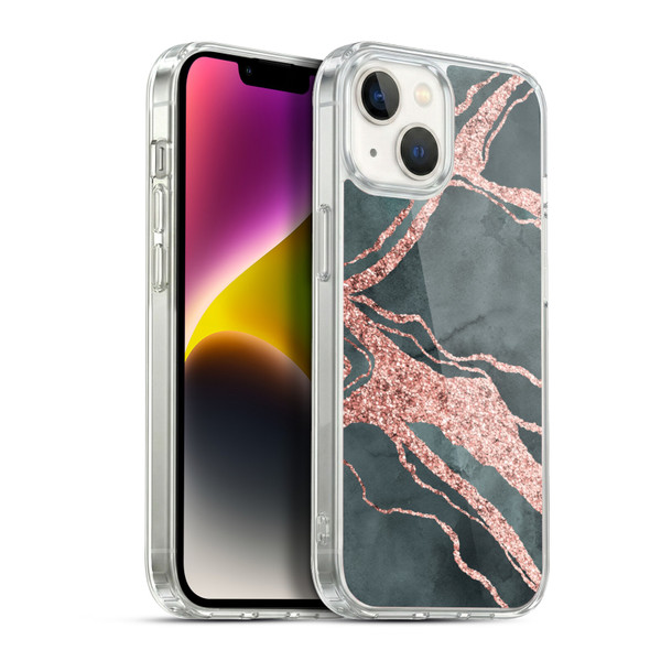 LebensArt Gemstone Marble Rose Gold Ripple Soft Gel Case for Apple iPhone 14