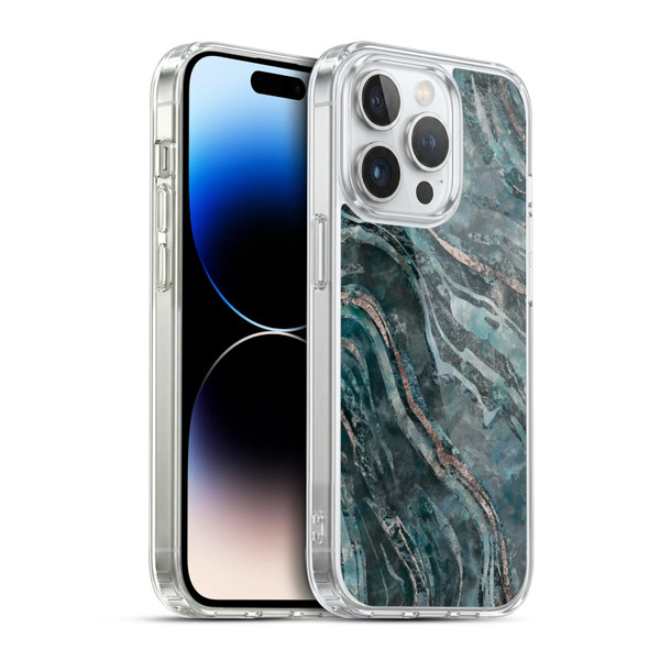 LebensArt Gemstone Marble Dark Teal Glamour Soft Gel Case for Apple iPhone 14 Pro & MagSafe