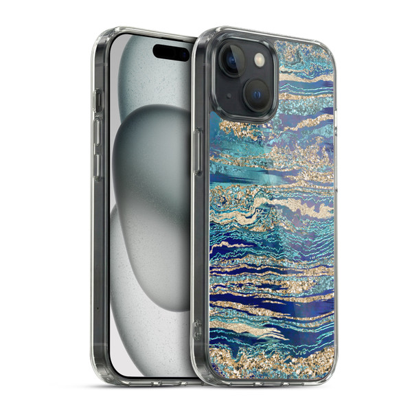 LebensArt Gemstone Marble Mineral Blue Gem Soft Gel Case for Apple iPhone 15 & MagSafe