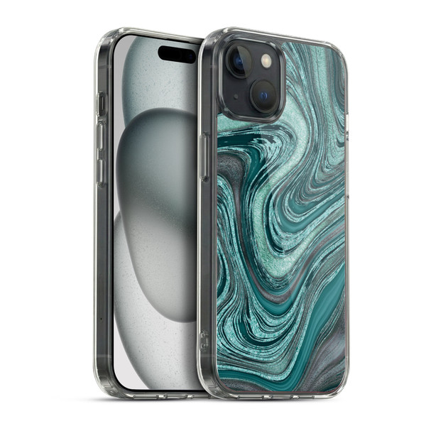 LebensArt Gemstone Marble Shiny River Soft Gel Case for Apple iPhone 15 Plus & MagSafe