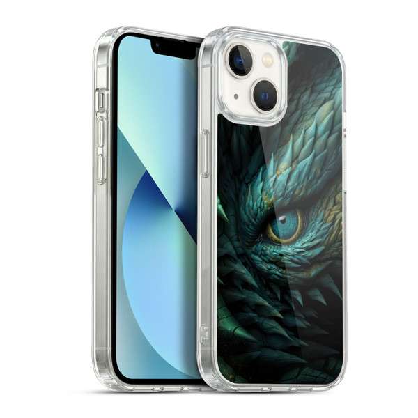 LebensArt Mix Art Deep Teal Dragon Eye Soft Gel Case for Apple iPhone 13