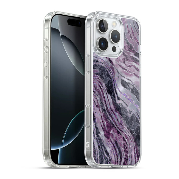 LebensArt Gemstone Marble Elegant Purple Soft Gel Case for Apple iPhone 16 Pro Max & MagSafe