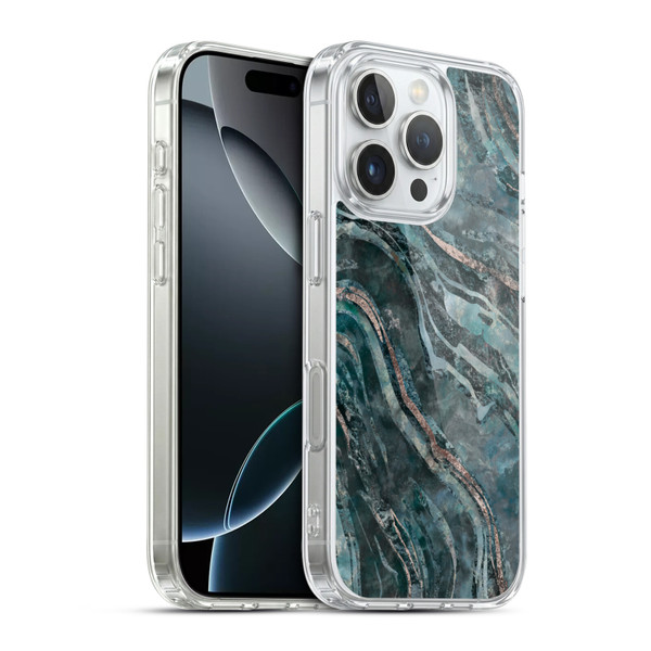 LebensArt Gemstone Marble Dark Teal Glamour Soft Gel Case for Apple iPhone 16 Pro & MagSafe