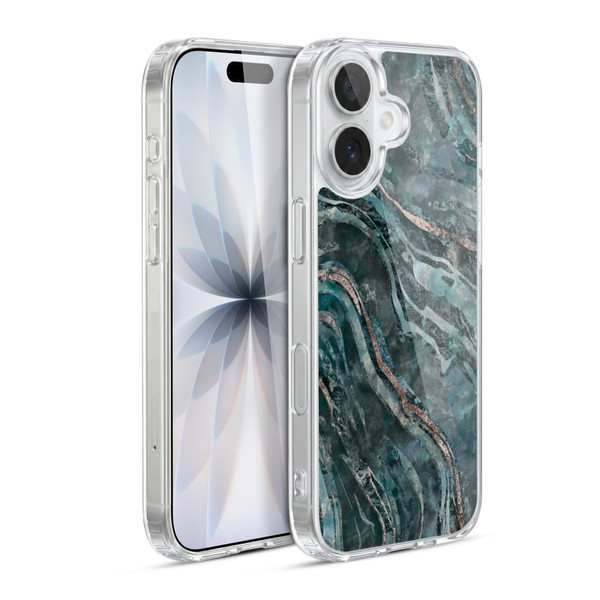 LebensArt Gemstone Marble Dark Teal Glamour Soft Gel Case for Apple iPhone 17