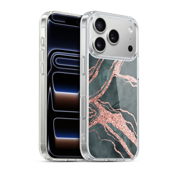 LebensArt Gemstone Marble Rose Gold Ripple Soft Gel Case for Apple iPhone 17 Pro