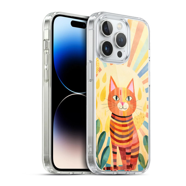 LebensArt Mix Art Stripes Whimsy Cat Soft Gel Case for Apple iPhone 13 Pro & MagSafe