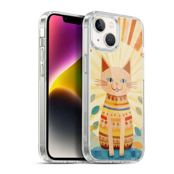 LebensArt Mix Art Boho Whimsy Cat Soft Gel Case for Apple iPhone 14