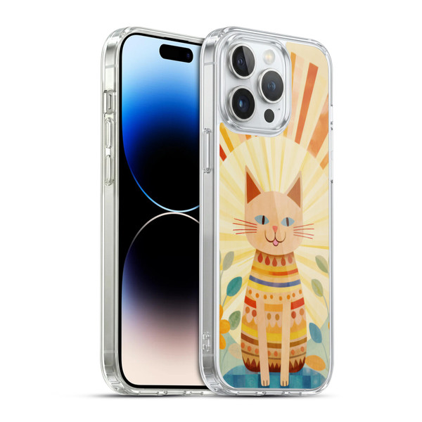 LebensArt Mix Art Boho Whimsy Cat Soft Gel Case for Apple iPhone 14 Pro Max & MagSafe