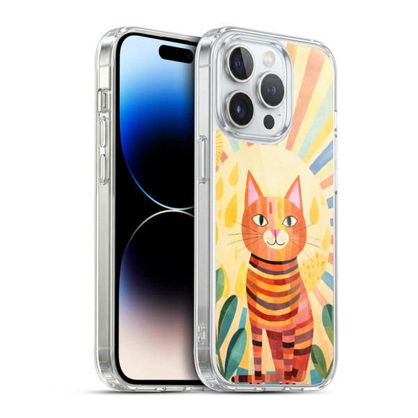 LebensArt Mix Art Stripes Whimsy Cat Soft Gel Case for Apple iPhone 14 Pro & MagSafe
