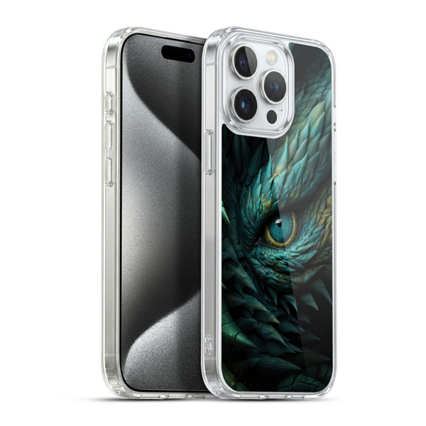 LebensArt Mix Art Deep Teal Dragon Eye Soft Gel Case for Apple iPhone 15 Pro Max & MagSafe