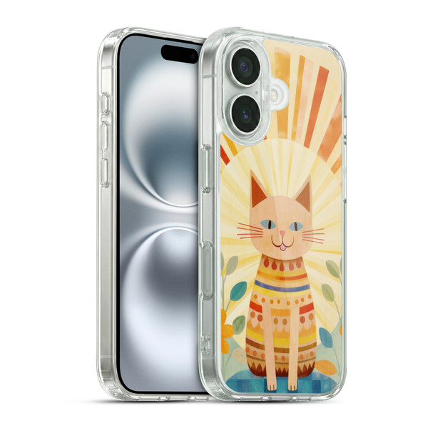 LebensArt Mix Art Boho Whimsy Cat Soft Gel Case for Apple iPhone 16 & MagSafe
