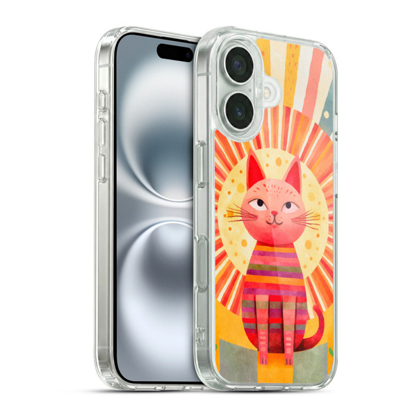 LebensArt Mix Art Red Whimsy Cat Soft Gel Case for Apple iPhone 16 & MagSafe