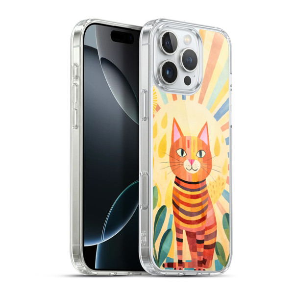 LebensArt Mix Art Stripes Whimsy Cat Soft Gel Case for Apple iPhone 16 Pro Max & MagSafe