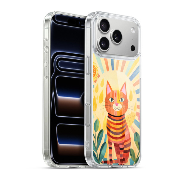 LebensArt Mix Art Stripes Whimsy Cat Soft Gel Case for Apple iPhone 17 Pro Max