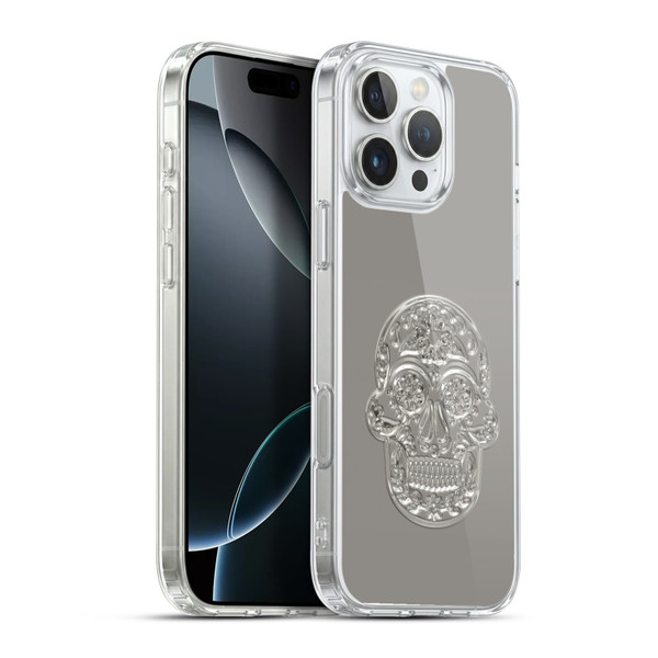 LebensArt Pastels Silver Skull Soft Gel Case for Apple iPhone 16 Pro Max & MagSafe